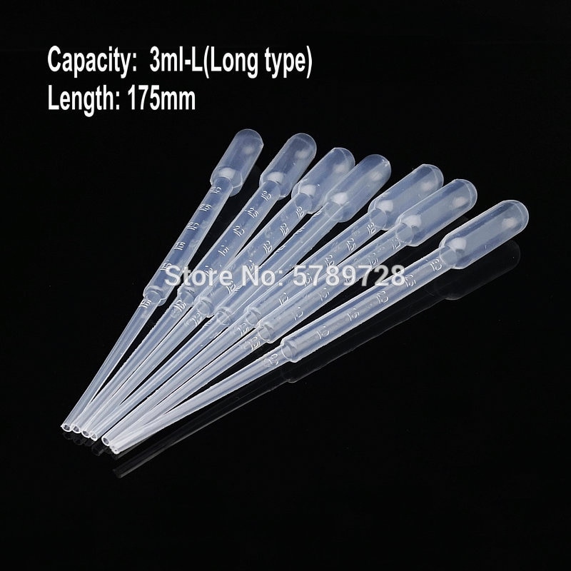 500pcs lab 0.2ml 0.5ml 1ml 2ml 3ml 3ml-L 5ml plastic pasteur pipette transfering dropper for school experiment