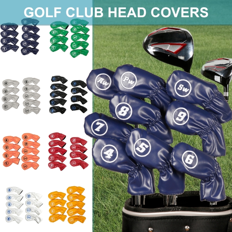 9-delige Golfs Iron Head Cover met aantal voor nek Golfs Club Head Dikke synthetische PU-lederen Golfs Head Cover