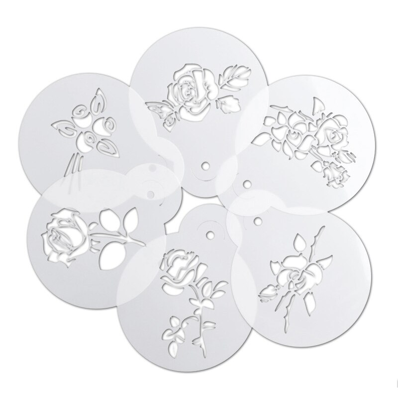 6 stk kaffedekorationsstencils fancy printmodel kaffeskum sprayskabelon  tn88