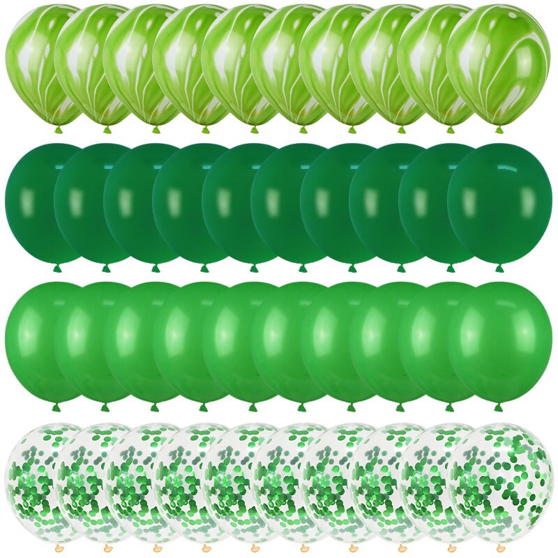 40 pezzi di palloncini verdi impostato di coriandoli metallici palloncini giungla safari animali decorazioni per feste di compleanno bomboniere per bambini