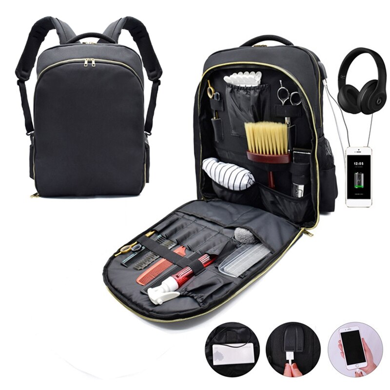 Barber bæretaske til wahl barber styling værktøjer med usb opladning port stor kapacitet opbevaring rejse skuldre taske