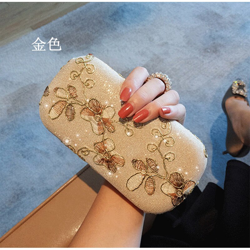 Vintage Vrouwen Handtas Strass Tassen voor Vrouwen Borduurwerk Vinger Ringen Avondtassen Banket Bruiloft Bruids schoudertas