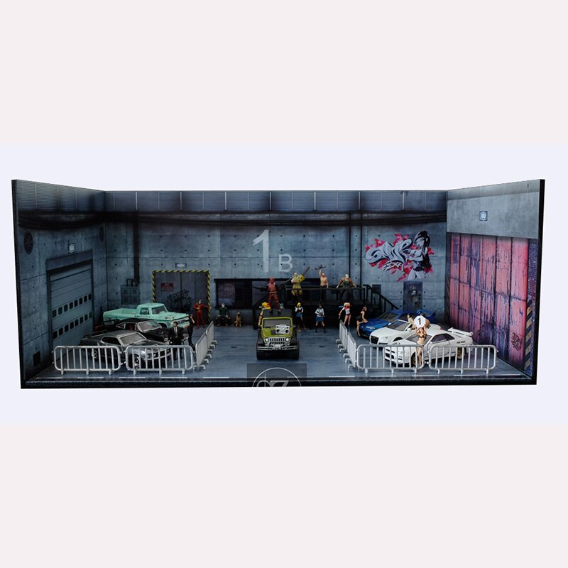 1:64 1/43 skala Fabrik Parkplatz Reparatur Haus Bau Auto Szene Modell Geeignet Für druckguss Auto Modell Garage Anzeige