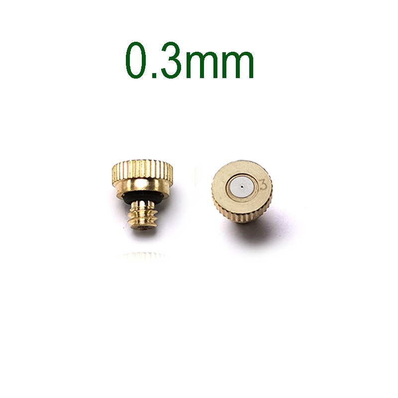 20 Stuks Schroefdraad Messing Verneveling Nozzle 0.1-0.8Mm Orifice Water Mister Onderdelen Fog Nozzle Voor Patio Vernevelaars outdoor Cooling: 0.3mm