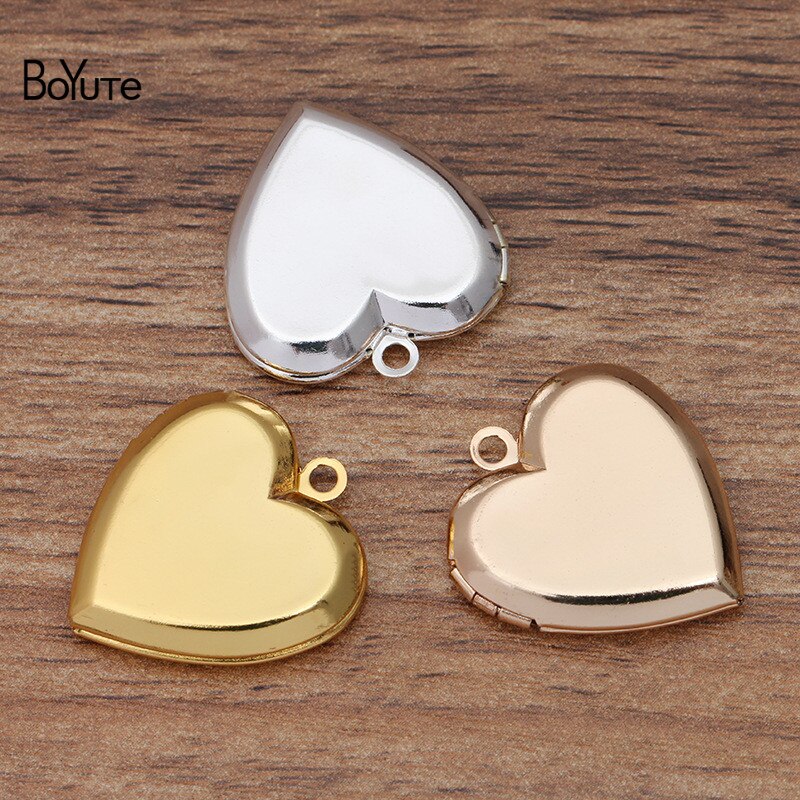 BoYuTe (10 Pieces/Lot) 20MM Metal Brass Hollow Out Heart Locket Photo Locket Charms Pendant Diy