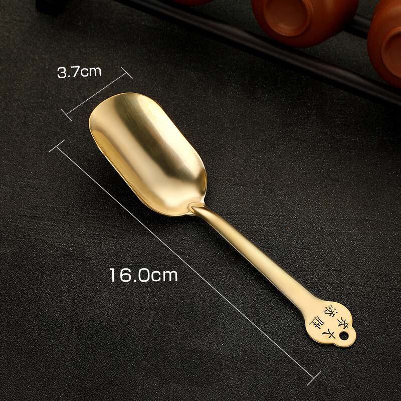 Chinese Tea Spoons Copper Tea Scoop Spoon Tea Leaves Chooser Holder Chinese Kongfu Tea Accessories Tools: Dark Khaki