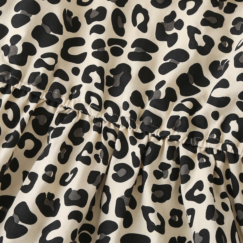 2020 autunno Bambino di Inverno Del Bambino Scherza I Vestiti Del Bambino Delle Ragazze Casual Abiti A Maniche Lunghe Della Stampa Del Leopardo Dell'increspatura Del Vestito Del Bambino Vestiti Della Ragazza