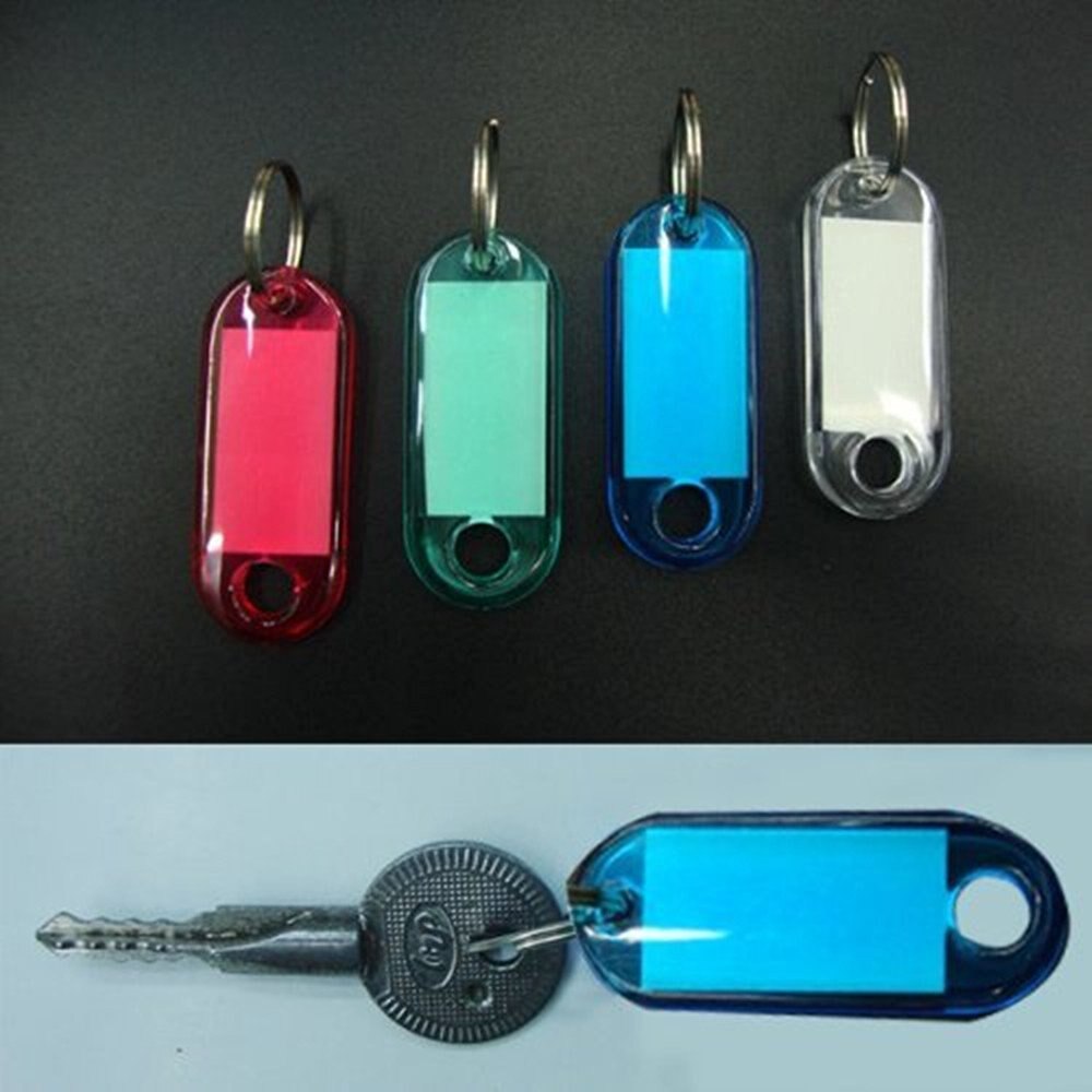 Etiquetas de identificación de llaves, anillo dividido, llavero, etiqueta con ventana de etiqueta, surtido de colores, 5 piezas
