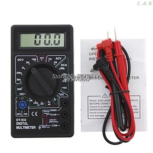 Professionele DT832 Digitale Multimeter Lcd Dc Ac Voltmeter Ampèremeter Ohm Tester APR27_30 M10: Black