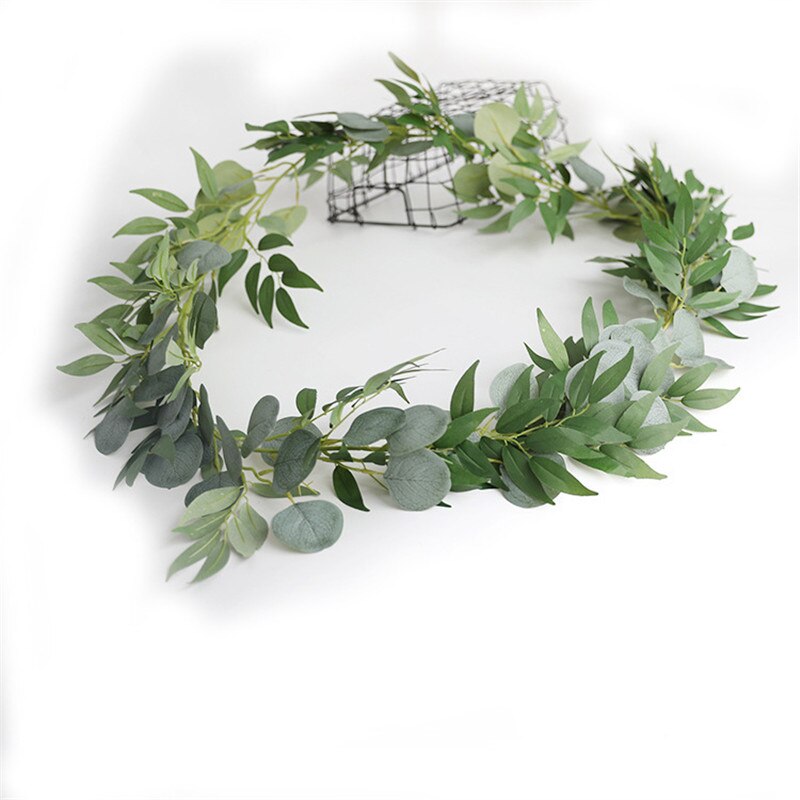 1pcs Artificial Eucalyptus Leaves Garland with Willow Vines Twigs Leaves for Wedding Party Table Runner Greenery Garland Indoor