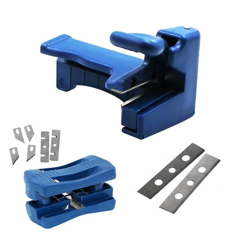 Dispositif de coupe de machine de baguage de bord dispositif de bloc tête de Double bord en bois et coupe-queue pour bande de reliure de PVC de charpentier