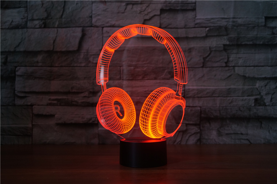 3D DJ Hoofdtelefoon Illlusion Lamp Studio Monitor Headset hifi Muziek Oortelefoon 3d Nachtlampje Kleur slaapkamer Tafellamp Home decor led