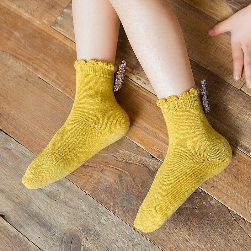 Autumn Cute Doll Wings Candy Colors Cotton Cartoon Baby Tube Socks Kids Short Tube Leg Warm 1-8 T