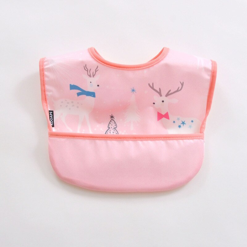 Babador impermeável e à prova de sujeira leve do infante na moda fácil esfregar o bolso da criança do arroz macio e confortável comer o babador: Deer