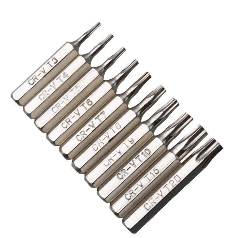 10 Uds CR-V Torx destornillador conjunto T3 T4 T5 T6 T7 T8 T9 T10 T15 T20 de reparación móvil poco flores de ciruelo reparación de la cabeza
