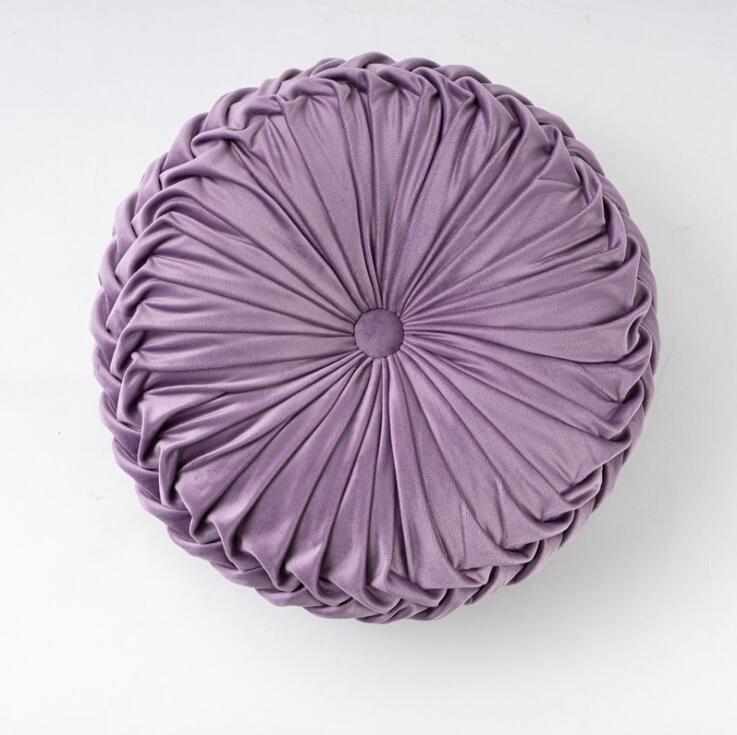 Cojín redondo de terciopelo de 35cm para sofá, almohada rellena, puf futón en el suelo: light purple