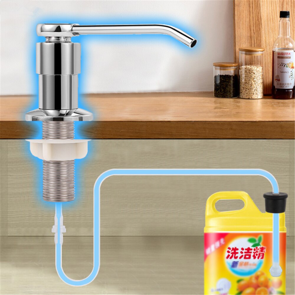 Kitchen Sink Soap Dispenser Liquid Soap Bottle Black Bathroom Detergent Liquid Hand Wash Soap Dispenser Pumps Stainless Steel