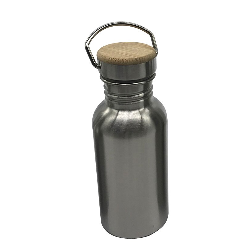 Draagbare Roestvrij Staal Water Fles Met Handvat 1000Ml/500Ml/350Ml Sport Kolven Reizen Fietsen Wandelen camping Fles Bpa Gratis: 750ml / bamboo lid bottle