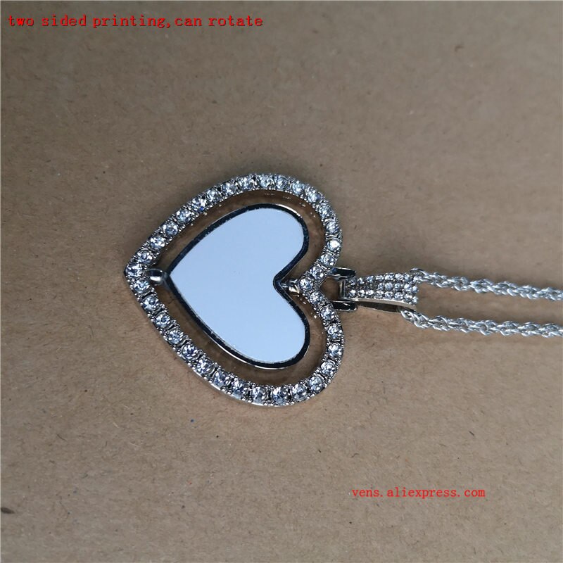 sublimation blank round shape wings necklaces pendants transfer printing blank jewelry consumables 3pcs/lot: rotate-silver-heart