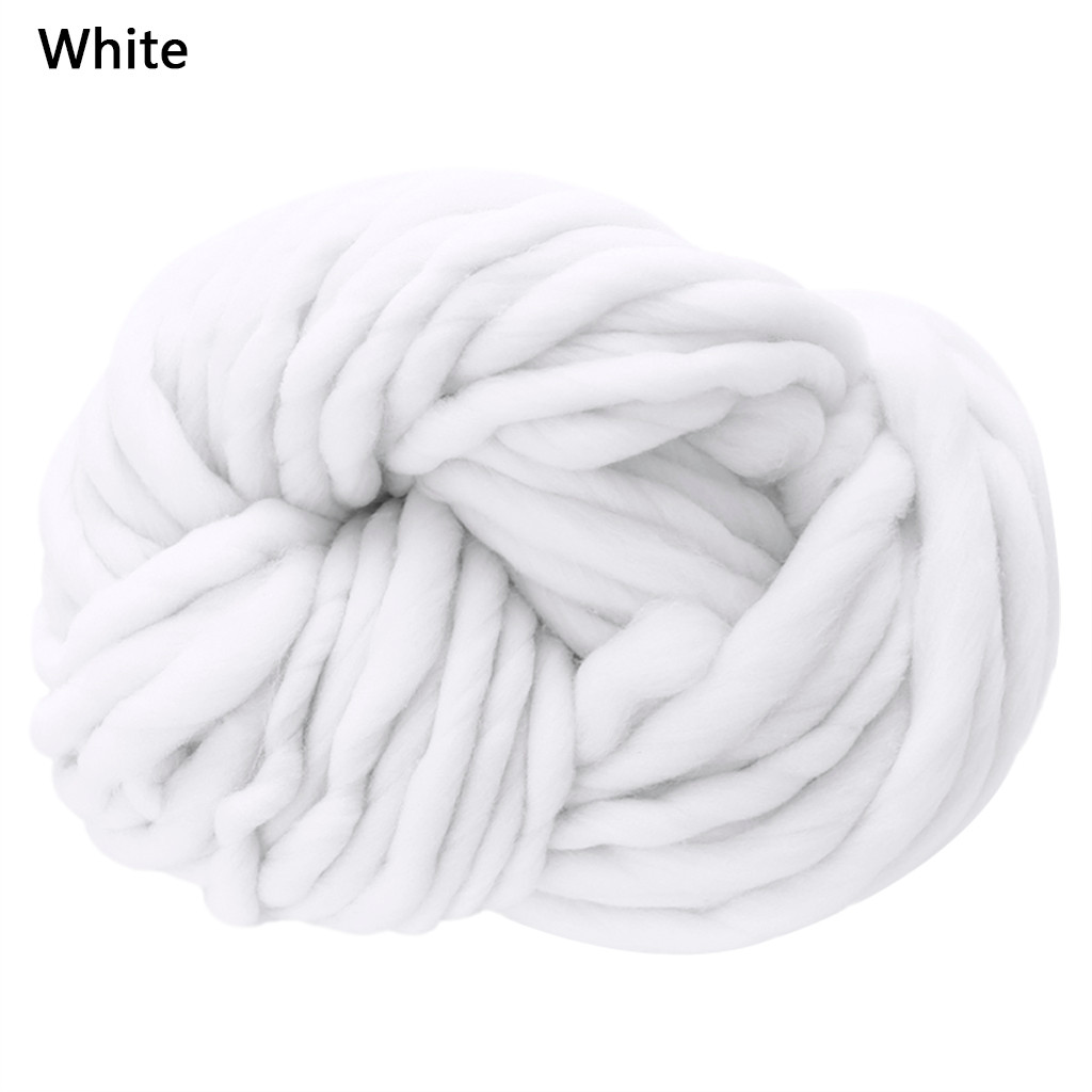 Super volumoso braço tricô lã roving malha cobertor chunky fio de lã super grosso para tricô diy crochê tapete chapéus: White
