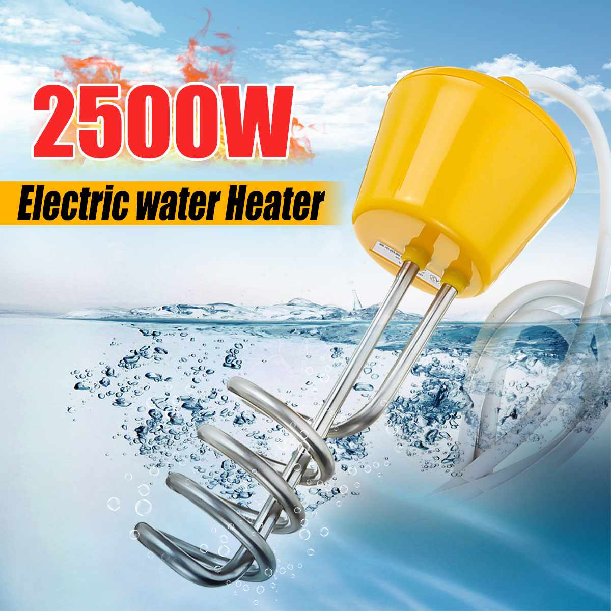 Water Heating Element For Bathroom Travel Home Bathtubs 220V Portable Suspension Alloy Electric Floating Immersion Heater Boiler
