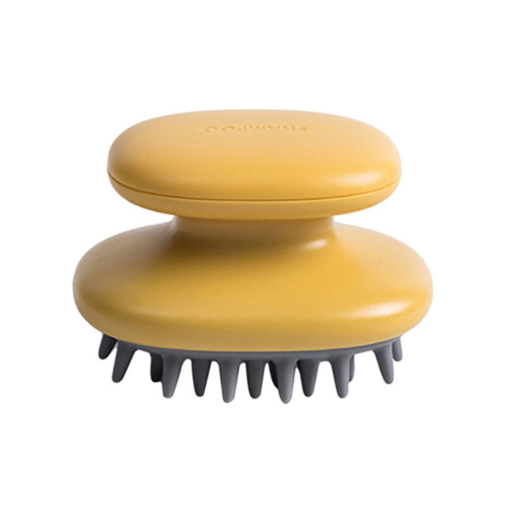 Mini handheld cabeça de silicone corpo escova de massagem de cabelo shampoo escova de lavagem de cabelo escova de banho spa emagrecimento: Yellow