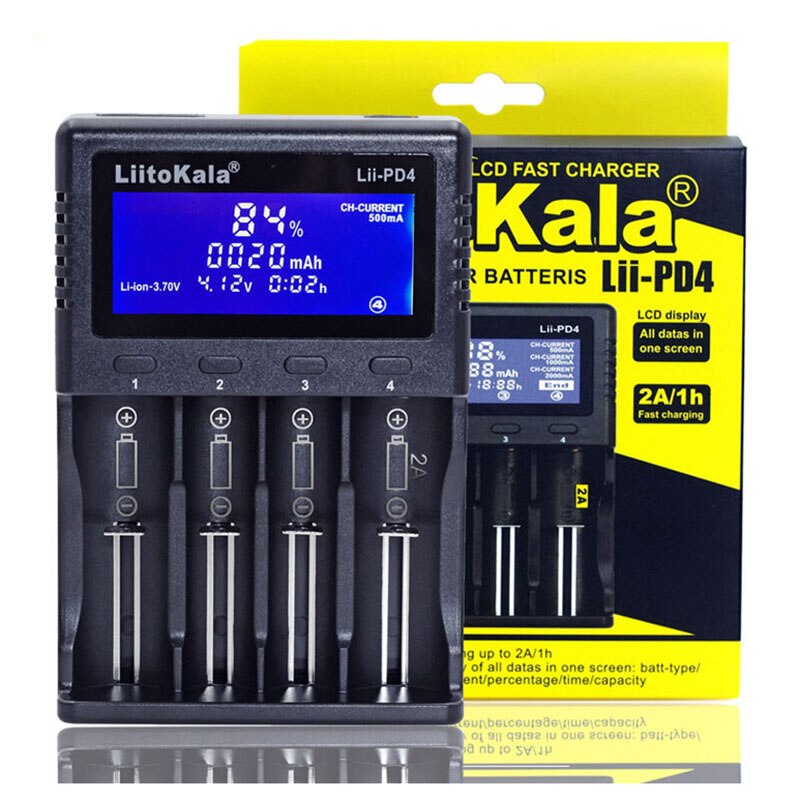 LiitoKala Lii-PD2 Lii-PD4 Lii-S6 Lii500 ładowarka do 18650 26650 21700 18350 AA AAA 3.7V/3.2V/1.2V baterie litowe NiMH: Lii-PD4 and AC Cable / EU