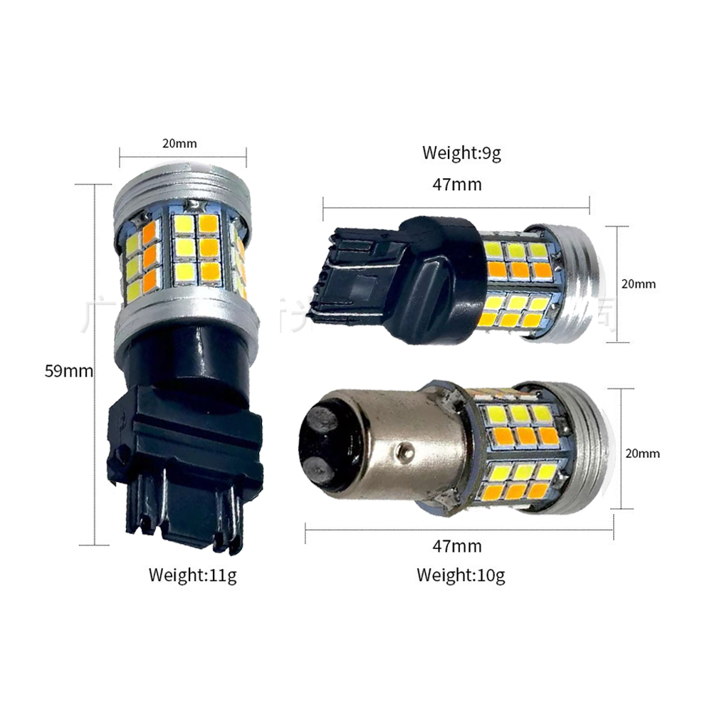Zweifarbige T20-LED-Autolampe 7443 W21/5 W Glühbirne 1157 Bucht15D 45 SMD LED T25 3157 P27/7 W Auto-Canbus-Bremsleuchte DRL-Blinker
