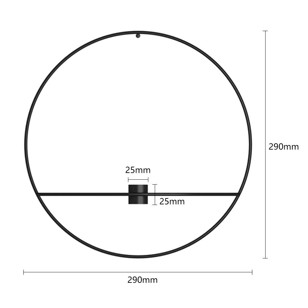 Modern Art 3D Circle Metal Candle Holder Wall Hanging Home Decoration Flower Vase Tea Light Art Crafts Geometric Candlestick: Black H