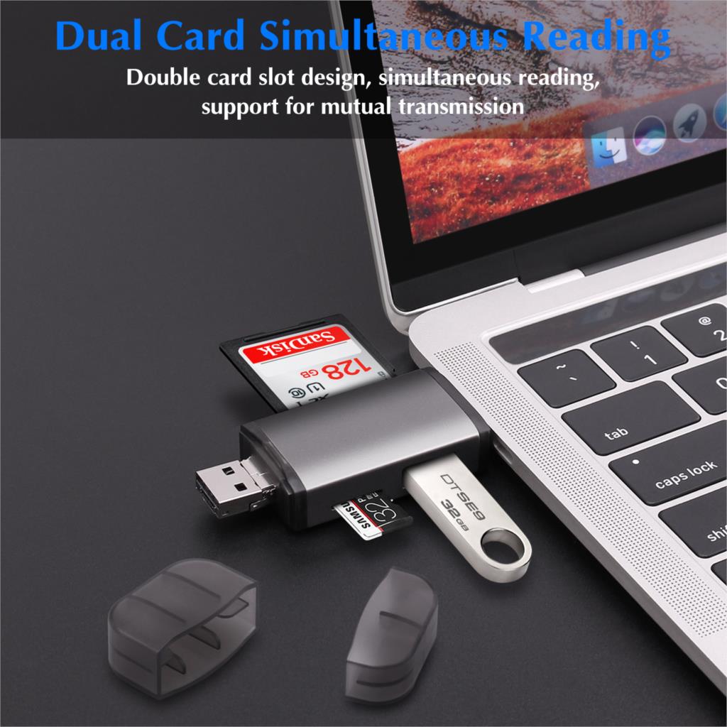 Goojodoq Kaartlezer Micro Usb 2.0 Type C Naar Sd Micro Sd Tf Adapter Accessoires Otg Cardreader Smart Memory Sd kaartlezer