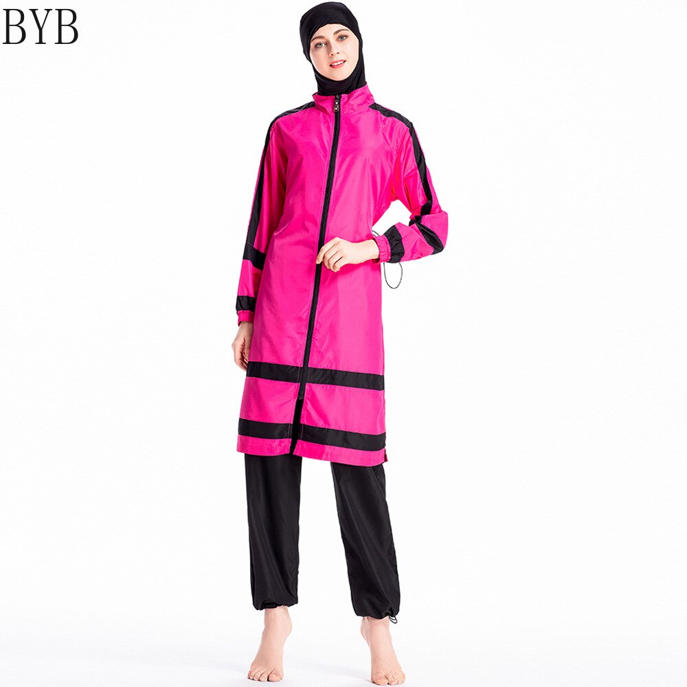 LaFata Color Muslim Swimwear Islamic Modest Swimming Suit Burkini Women Swimsuit with Hijab 4XL muslim swimsuit