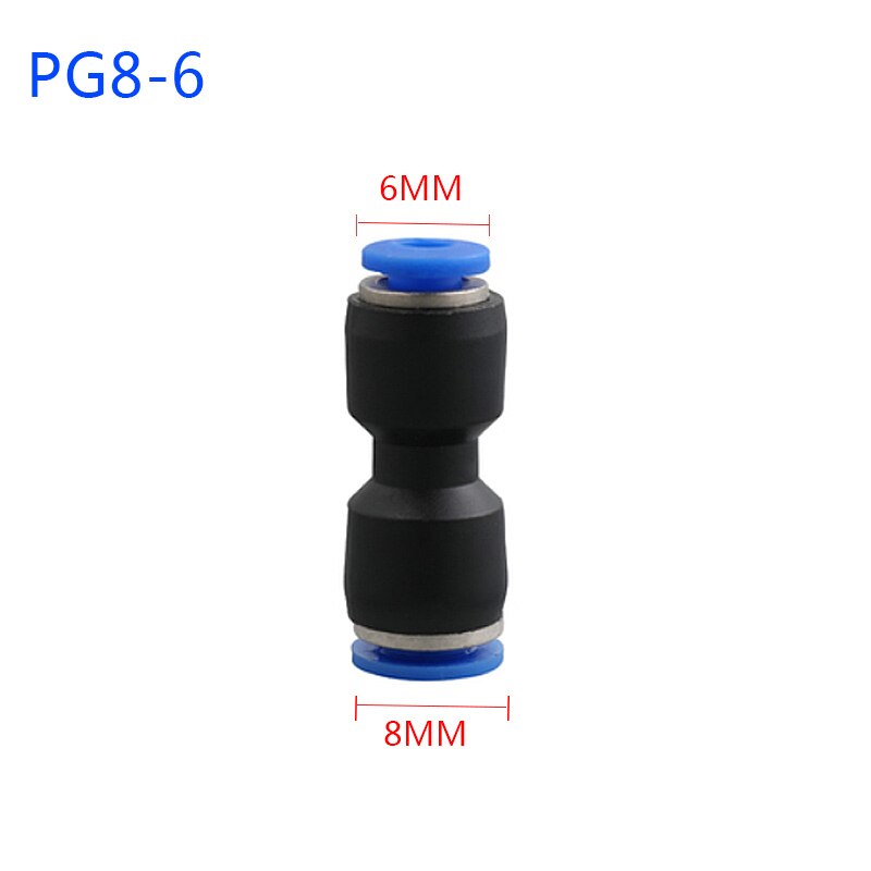 1PCS Pneumatic Fittings PU/PG 4mm 6mm 8mm Straight Push in Fitting Air Quick Connector Plug Socket Air Water Hose Tube Fittings: PG8-6