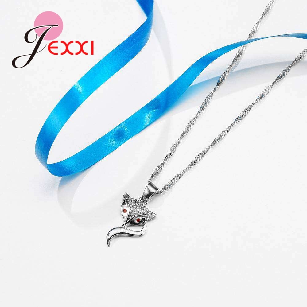 Animal Fox Met Rode Ogen Hanger Ketting & Oorbellen Verkoop Stijlen Voor Vrouwen Modieuze 925 Sterling Zilveren Sieraden Sets