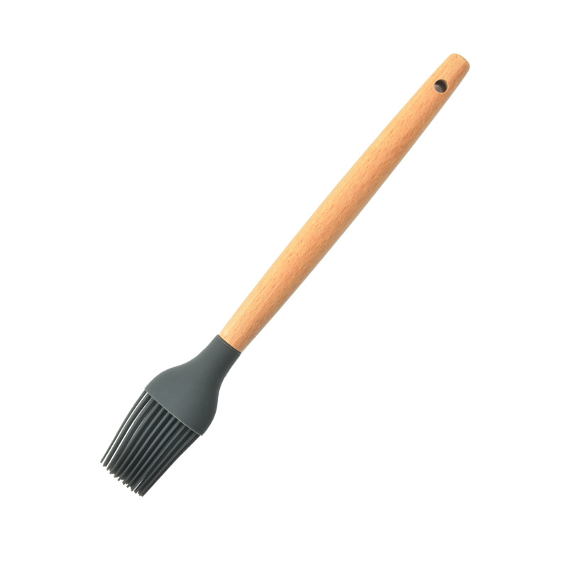 Silicone Kitchen Cooking Spatula Spade Turner Soup Spoon With Wooden Handle Baking Tools: Ivory