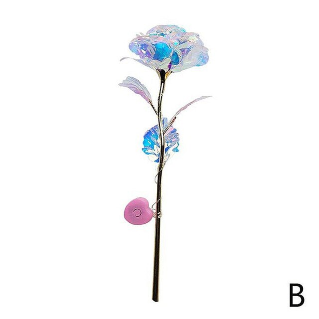 1Pc Valentine's Day 24K Aluminum Foil Rose Gold Rose Lasting Eternal Love Wedding Decoration Lover Lighting Rose: Fluorescence Yellow