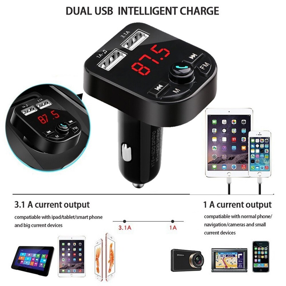 Car MP3 Player Bluetooth FM Transmitter Hands-free Car Audio Bluetooth 5.0 MP3 Dual USB Car Charger Car accessories Car styling