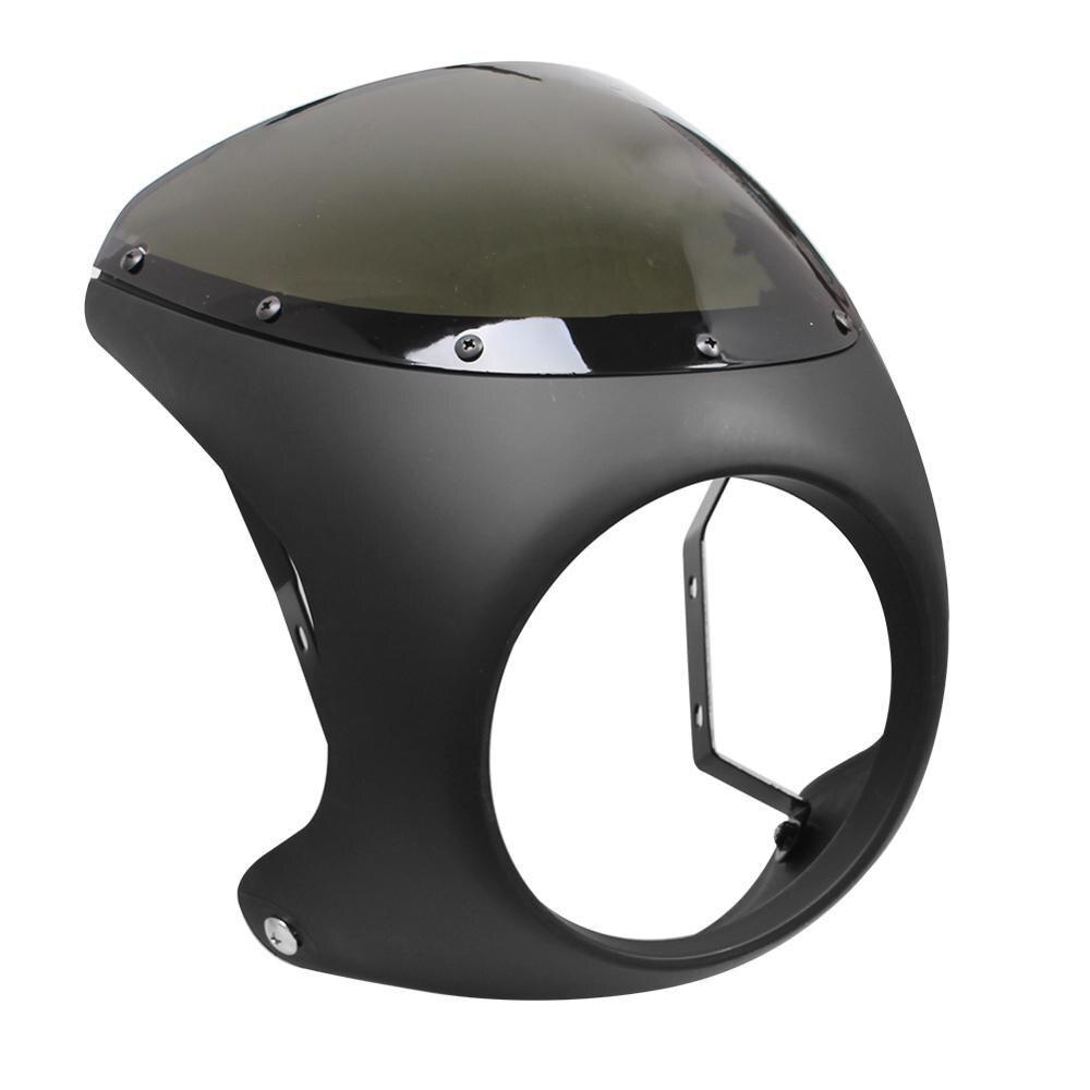 Motorcykel universal cafe racer 7 tommer forlygte styret kåbe forrude sæt til harley sportster bobber touring honda: Mat sort-røg