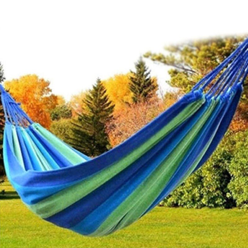 190X80Cm Draagbare Hangmat Outdoor Hangmat Tuin Sport Thuis Travel Camping Swing Canvas Streep Hangen Bed Hangmat Rood, blauw