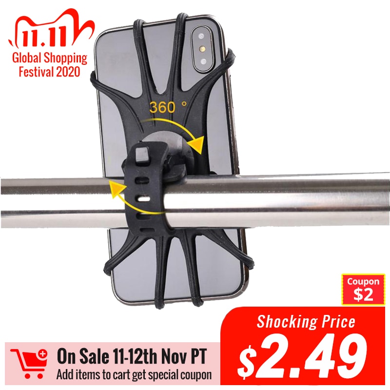 Universel Silicone vélo support de téléphone moto vélo Mobile support de téléphone portable guidon support d'agrafe pour iPhone Xiaomi