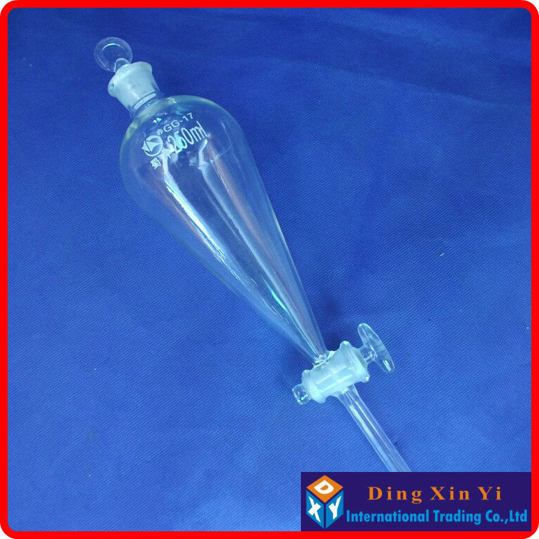 250ml pear shape separatory funnel,glass pear-shaped funnel,Separatory Funnel squib pear shape with ground-in glass stopper