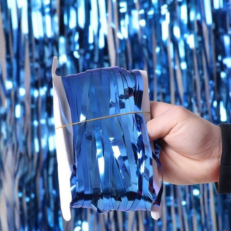 2M Metallic Foil Fringe Shimmer Backdrop Wedding Party Wall Decoration Photo Booth Backdrop Tinsel Glitter Curtain Gold: D