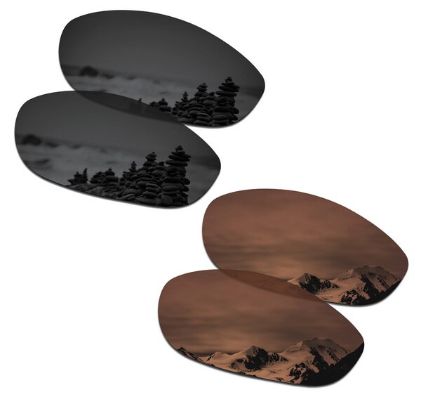 SmartVLT 2 Pairs Polarized Sunglasses Replacement Lenses for Oakley Monster Dog Stealth Black and Amber Brown: Default Title