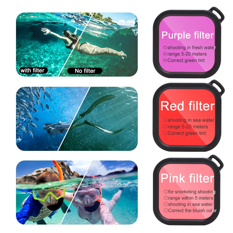 Ecran tactile boîtier étanche sous l'eau 45m plongée coque de protection boîtier pour GoPro Hero 8 noir Action caméra accessoires