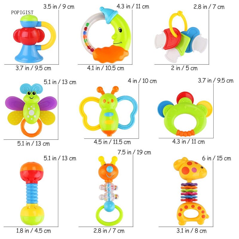 Rattle Teether Set Baby Toys for baby Shake and Grap Baby Hand Rattles for Newborns with Giant Bottle for 0-12 Month Baby
