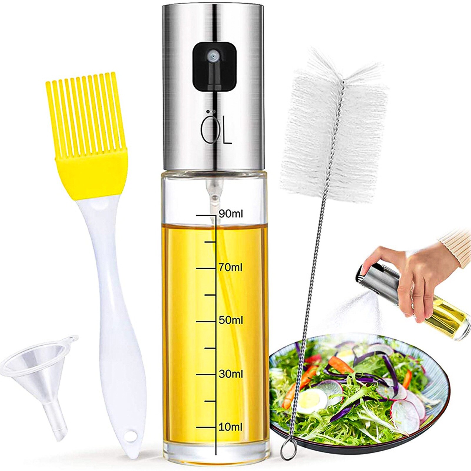 210ml Oil Spray Bottle Kitchen Cooking Baking Vinegar Mist Sprayer Barbecue Spray Bottle Cooking BBQ Tool Baking Accessories: I 3Pcs set