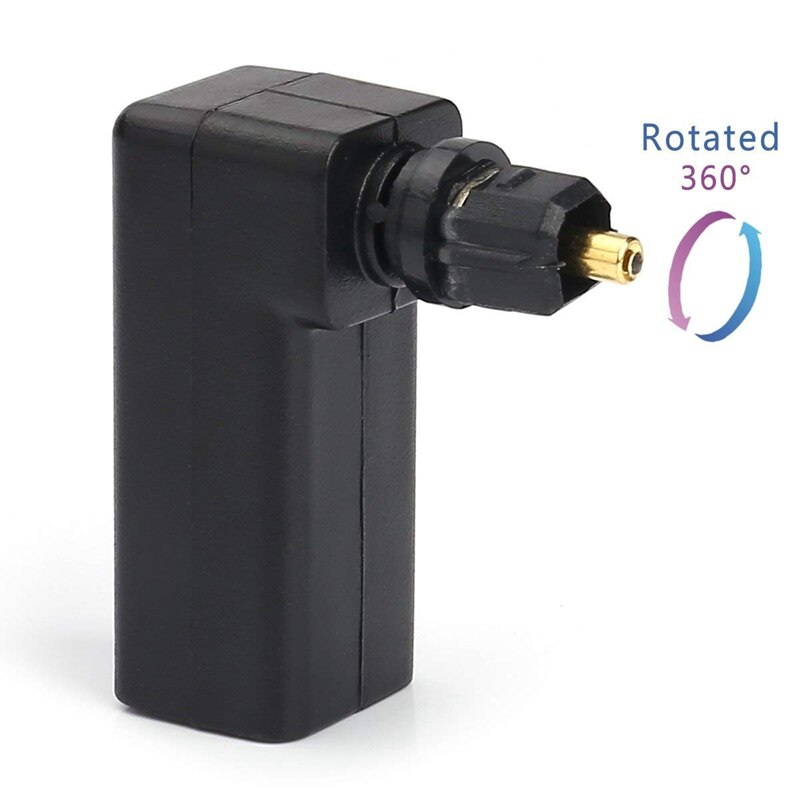 Right Angle Digital Optical Toslink Fiber Optic Adaptor, 360 Degree Rotatable Digital Optical o Cable Adapter Converte