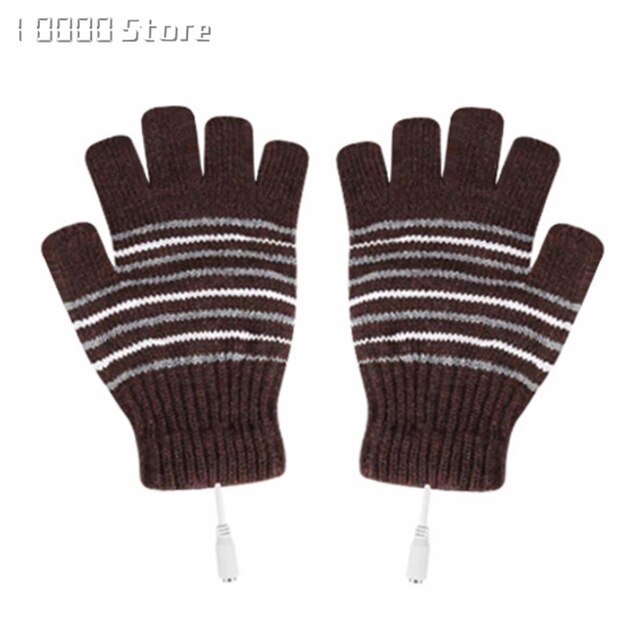 Winter Elektrische Verwarming Handschoenen Thermische Usb Verwarmde Handschoenen Elektrische Verwarming Handschoen Verwarmde Handschoenen: Brown stripes