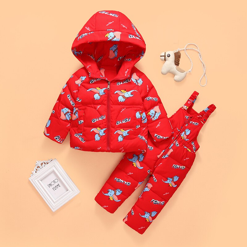 Veste en duvet de canard blanc | Vêtements d'hiver pour bébés et filles, manteau à capuche pour garçons, combinaison de pantalon, tenue chaude pour enfants,: Rouge / 4T