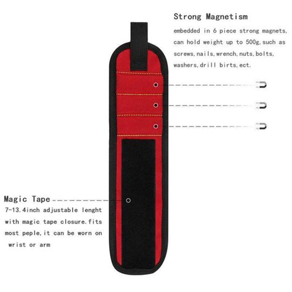 Portable Magnetic Wristband Tool Bag Magnet Electrician Wrist Tool Belt Screws Nails Drill Bits Bracelet For Repair Tool Bag