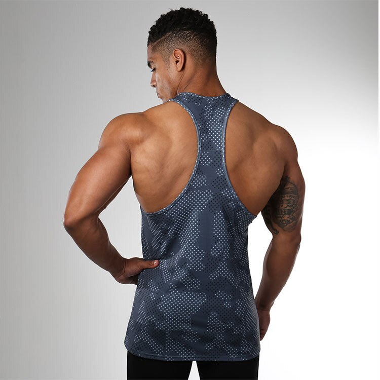 Gimnasio hombres sin mangas camiseta Tank Top camisas estampado de de algodón de culturismo Fitness entrenamiento chaleco camiseta interior Fitness